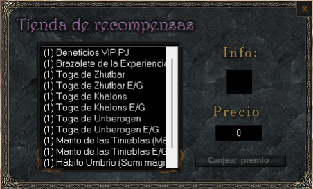 Tienda de recompensas